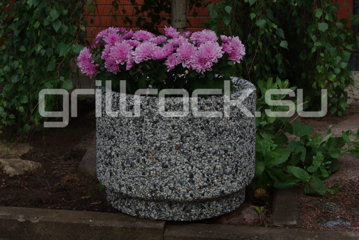Цветочный вазон «Степ» бетонный уличный с каменной крошкой