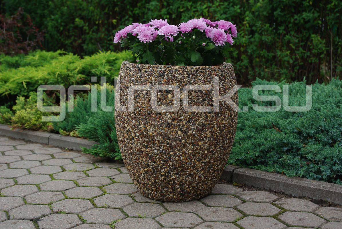 Цветочный вазон «Призма» бетонный уличный с каменной крошкой