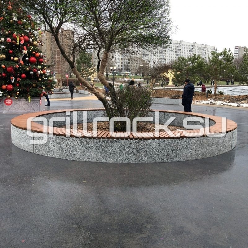 Скамейка «Темп» круг бетонная уличная (парковая) с каменной крошкой