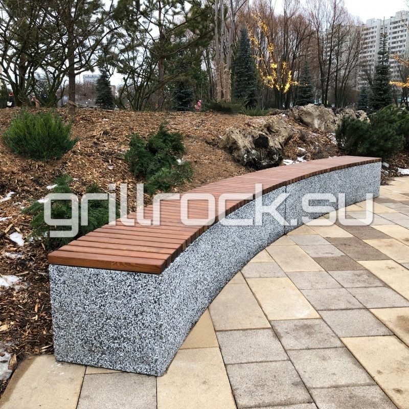 Скамейка «Темп R» бетонная уличная (парковая) с каменной крошкой